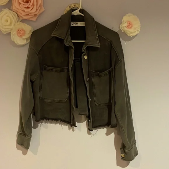 Zara black jean cropped jacket size xs - Picture 1 of 2